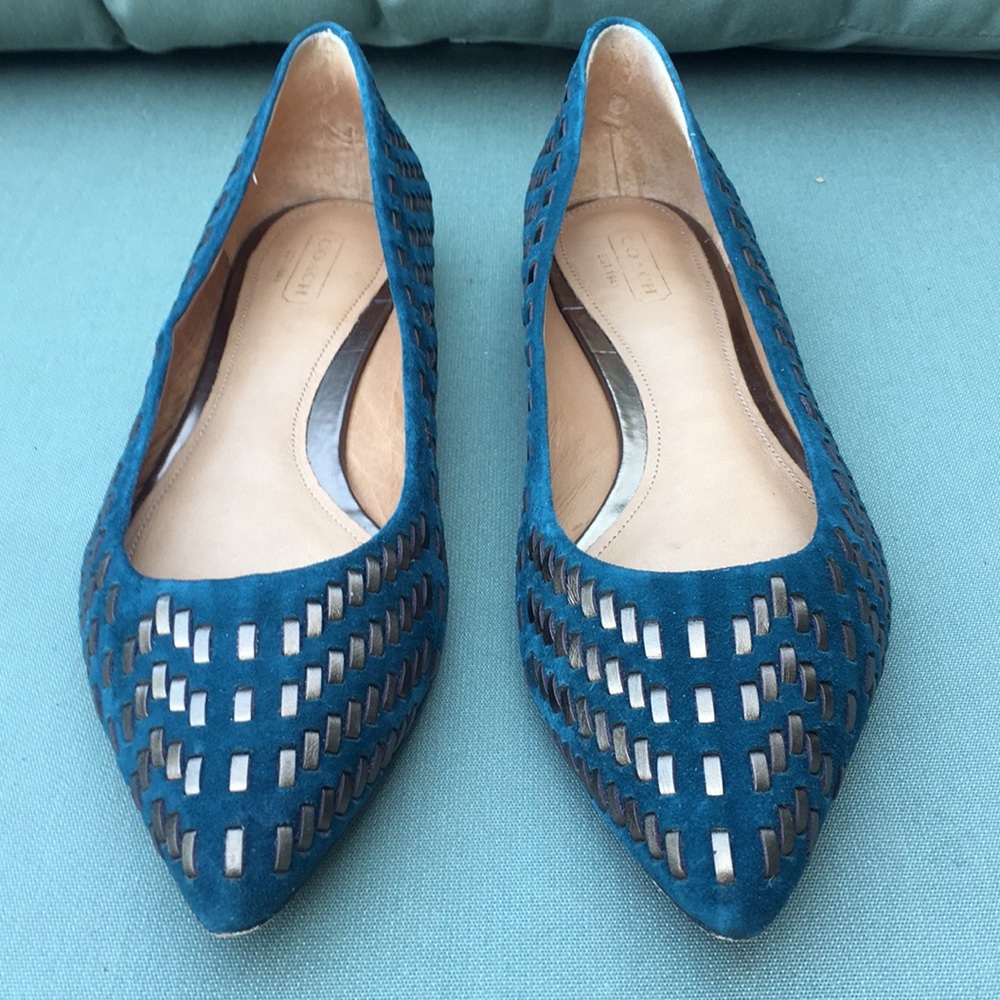Coach Whit Suede Metallic Flat Shoe